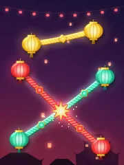 Lantern Festival: paper lanterns on silk cords under a night sky.